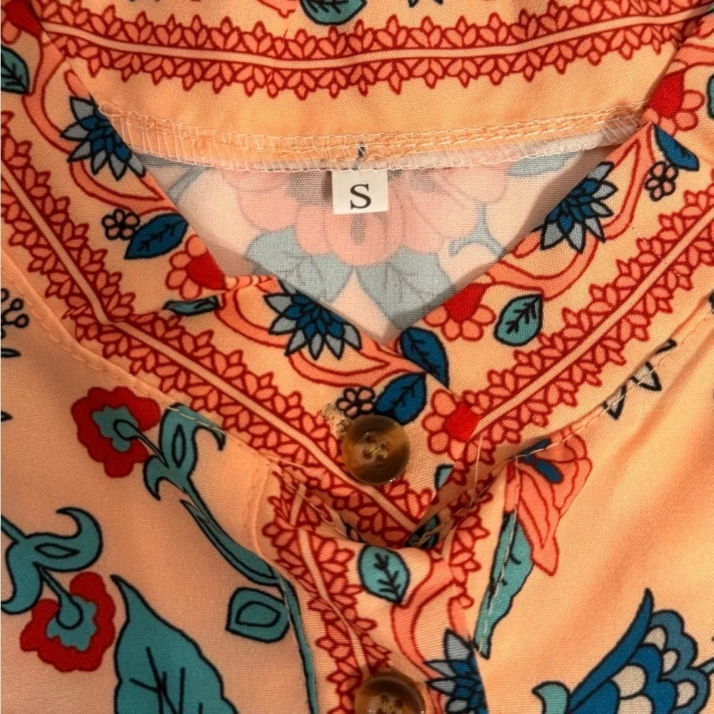 NWOT Women’s Boho Style Size Small Casual Blouse Orange - Picture 8 of 13